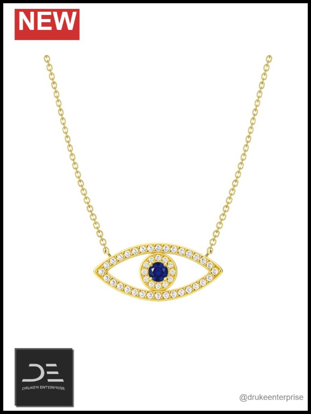 18K Gold Evil Eye Necklace Pendant Protection Amulet Fine Jewelry Gift
